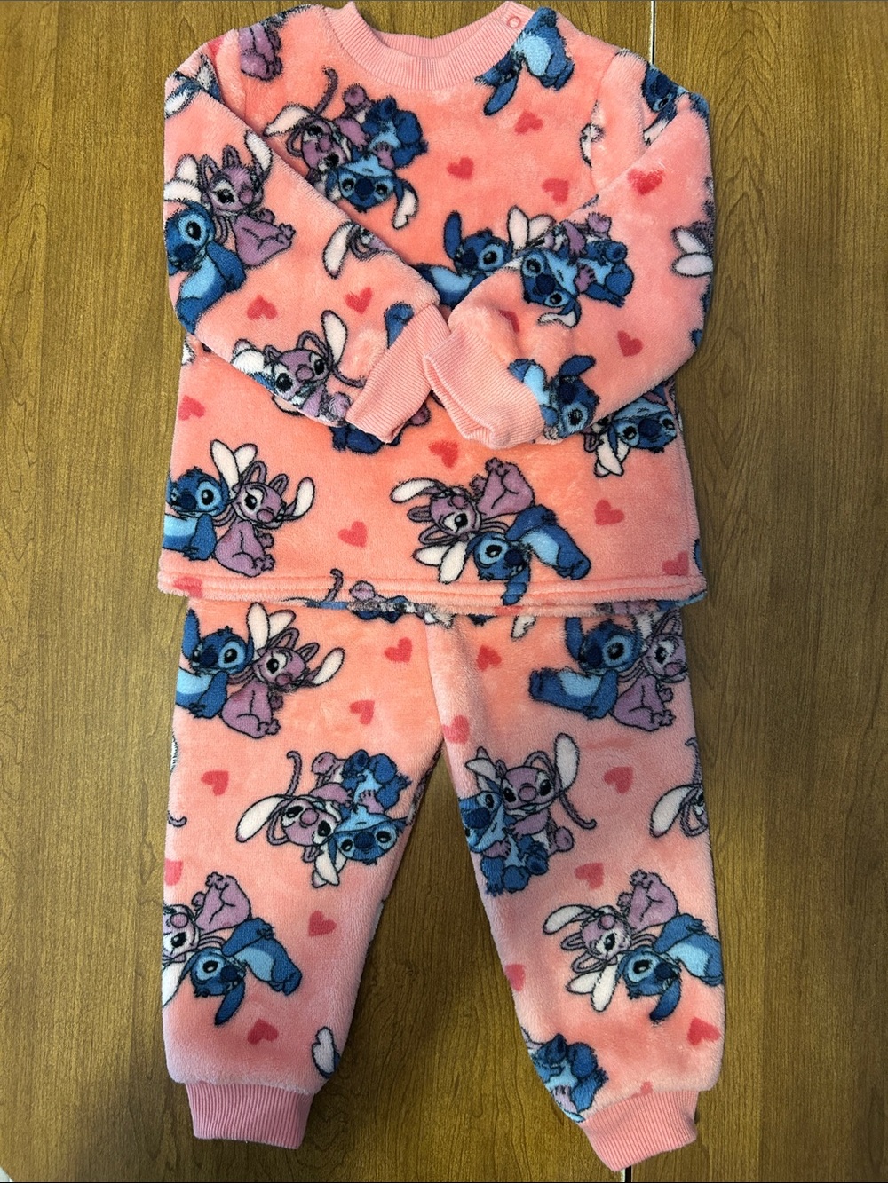 Disney Pink & Blue Stitch Fleece Pajama Set